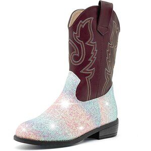 🆕 Nzzoo Western Glitter Cowboy Boots Men Purple Mid Calf Horse Riding Shoes